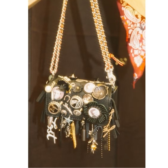 Coach Elvis Charm Bag Black & Silver - Picture 2 of 16